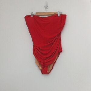J Crew Swimsuit Women's Size 24 Red Strapless One-Piece New With Tags